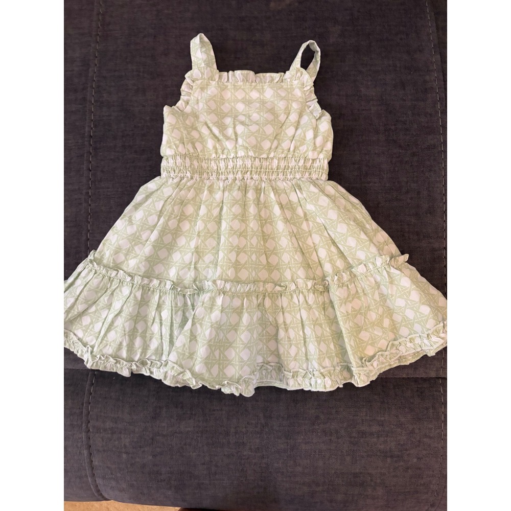 Janie and Jack Green Fields Check Print Smocked Tiered Dress 2T NWT spring